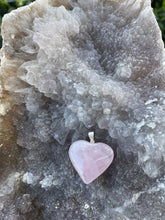 Load image into Gallery viewer, Rose Quartz Heart Shaped Pendant With Black Cord