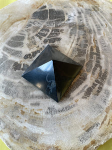 Black Shungite Carved Pyramid from Russia