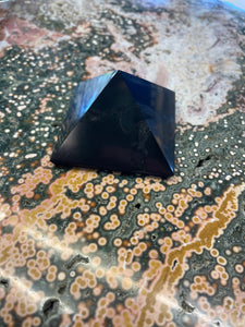 Black Shungite Carved Pyramid from Russia