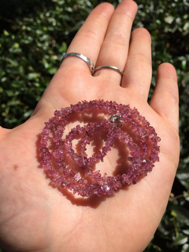 Pink Tourmaline Gemstone Chip Bead Strand Beaded Necklace