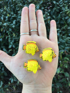 Yellow Hawaiin Tang Tropical Fish Ceramic Hand Painted Animal Beads