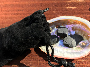 Shungite 15 Raw Water Purifying Black Crystal Pieces from Russia with Black Velvet Bag