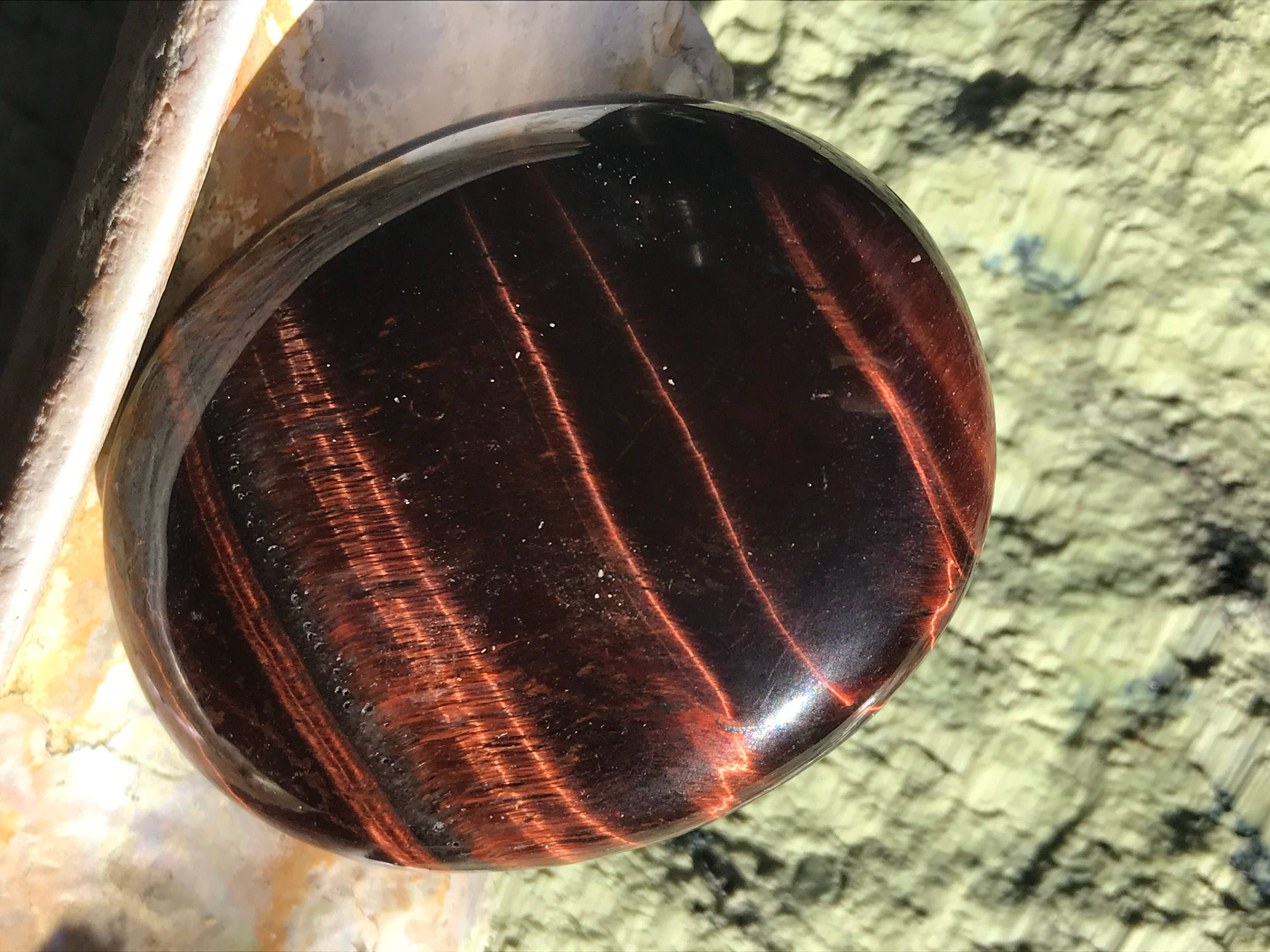 Red Tiger Eye Oval Disc Stone with Chatoyancy – Mountain Spirit Store