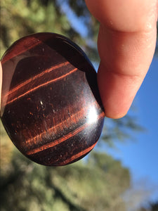 Red Tiger Eye Oval Disc Stone with Chatoyancy