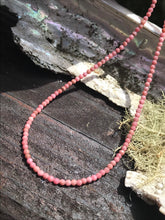 Load image into Gallery viewer, Beaded Rhodochrosite Faceted Necklace 19” long with Sterling Silver