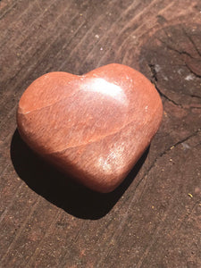 Peach Moonstone Carved Heart Tumbled