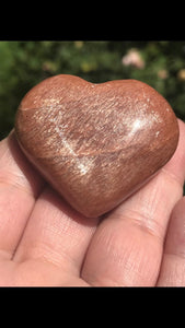 Peach Moonstone Carved Heart Tumbled