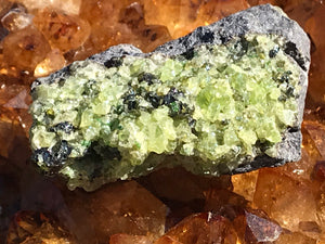 Peridot Raw In Matrix Green Arizona Crystal Rock Formation