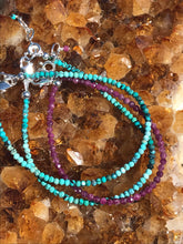 Load image into Gallery viewer, Turquoise Arizona Natural Kingman Faceted Stone Beads Bracelet with Sterling Silver