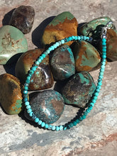 Load image into Gallery viewer, Turquoise Arizona Natural Kingman Faceted Stone Beads Bracelet with Sterling Silver