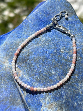 Load image into Gallery viewer, Opal Pink Beaded Faceted Bracelet with Sterling Silver Chain