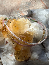 Load image into Gallery viewer, Opal Pink Beaded Faceted Bracelet with Sterling Silver Chain