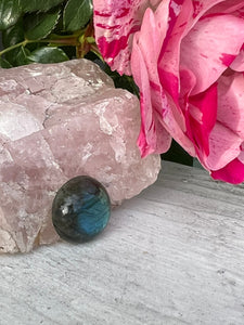 Labradorite Blue Moon Cabochon Round Flashes Polished Stone Crystal Specimen Feldspar
