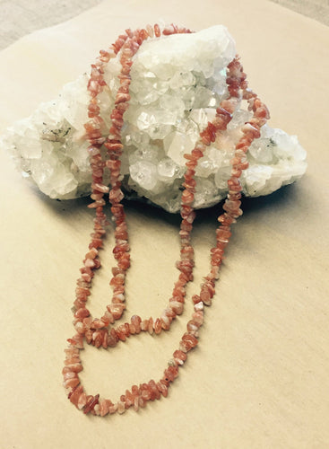 Sunstone Orange Stone Chip Bead Necklace Strand 35
