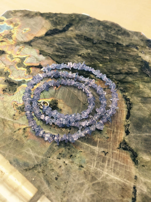 Tanzanite Blue Chip Bead Necklace